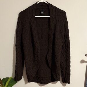 Lafayette 148 New York Dark Brown Wool Cardigan